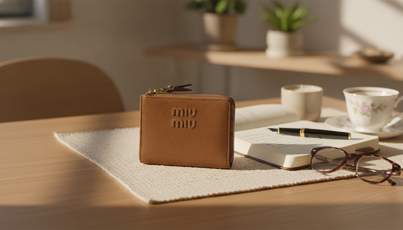 Miu Miu Suede Wallet: Zipper Pockets & Monogram